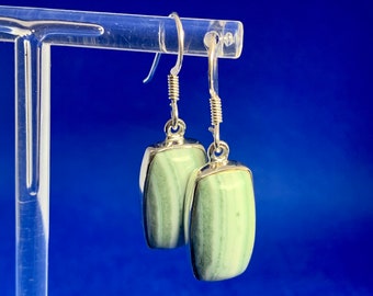 Blue opal drop earrings slim Natural stones set in sterling silver.