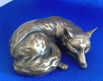 Fox snoozing Figurine Cold Cast Bronze fine quality made in the U.K.