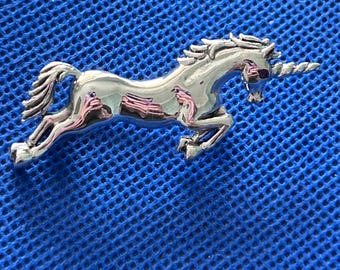 Unicorn galloping brooch / stock pin sterling silver .925