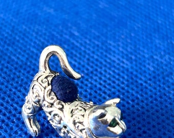 Cat filigree pin cushion Victorian Style sterling silver .925 mini collectible
