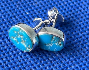 Turquoise Earrings Natural stones set in sterling silver. Sleeping beauty mine.Arizona ..retired