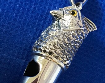 A Pheasant Head Sterling silver Whistle Victorian in Style