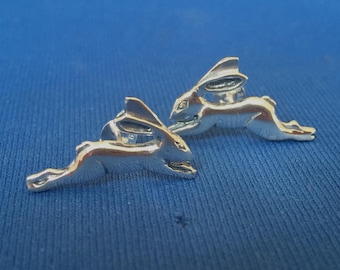 Hares running Stud Earrings  sterling silver .925