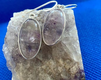 Blue John Sterling Silver Earrings: Derbyshire Stone, Pale Lilac