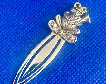 Frog gentleman bookmark/page mark sterling silver victorian in style. 925