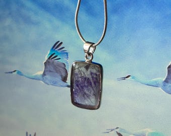 Blue John set in Sterling Silver Pendant, Derbyshire Gemstone, Oblong (2.5x1..5cm)*77