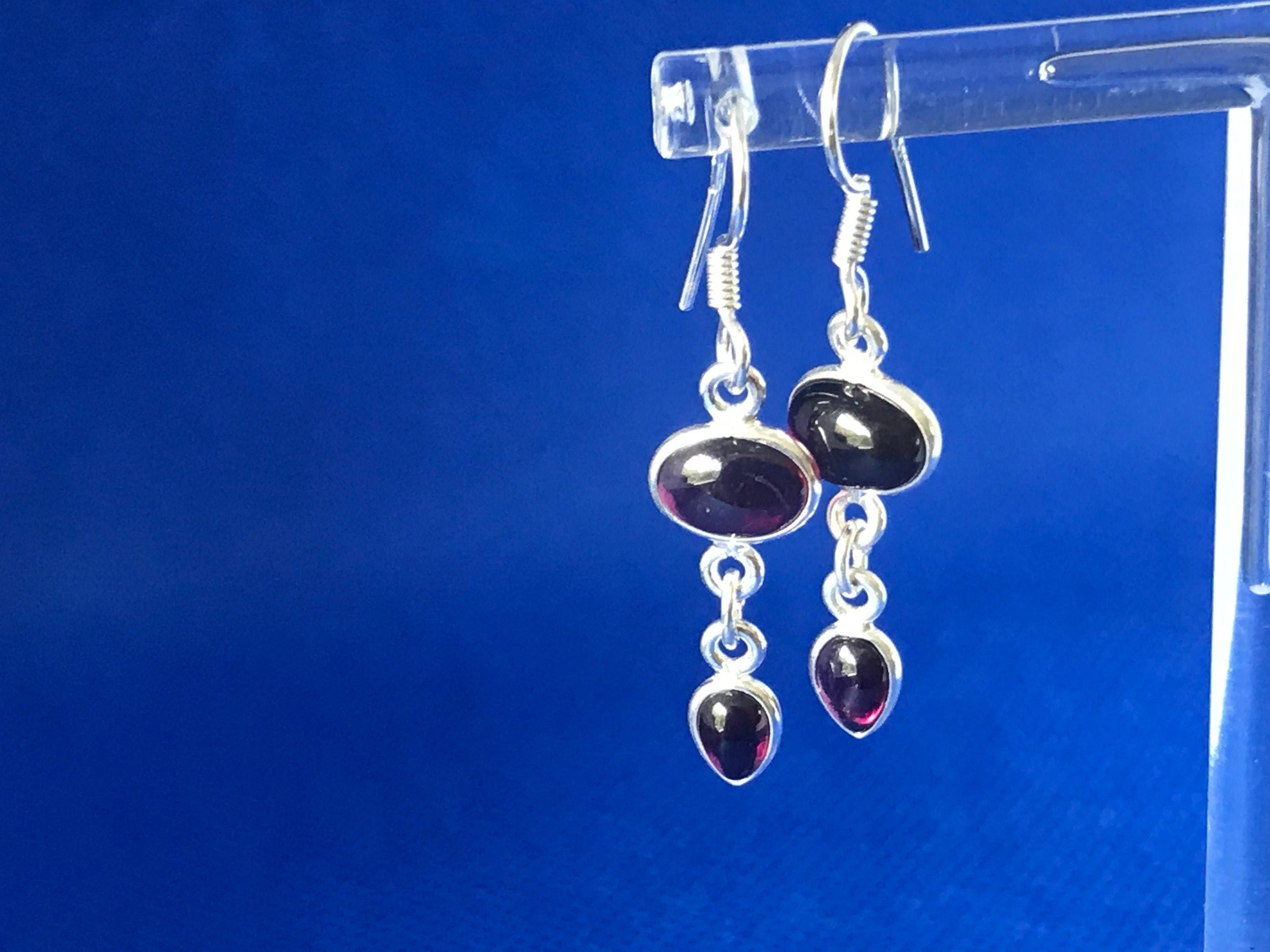 Drop Earrings Set in Sterling Silver Etsy UK