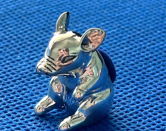 Pig pin cushion sitting small collectable keepsake sterling silver Victorian in style.