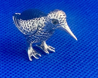 Kiwi bird mini pin cushion small collectable sterling silver Victorian in style.