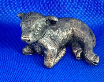 Calf baby laying Cold Cast Bronze figurine fine quality made in the U.K.