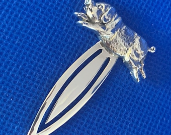 Piggy fat, flying, running sterling silver Bookmark page mark victorian in style