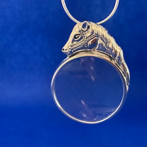 Magnifying glass Sterling silver Horse  Victorian in Style included 46cms snake chain
