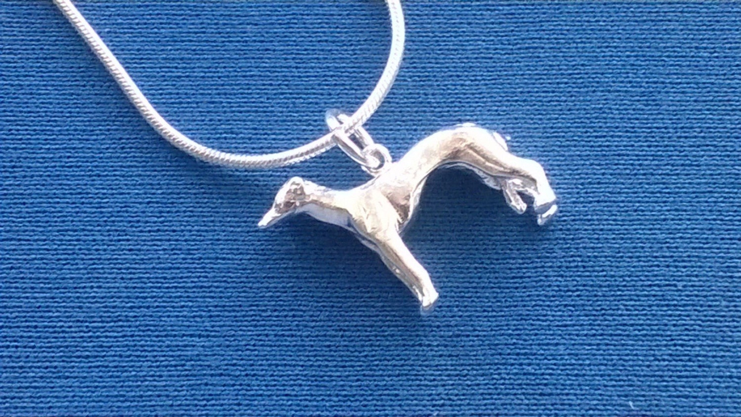 Greyhound Lurcher pendant and snake chain sterling silver