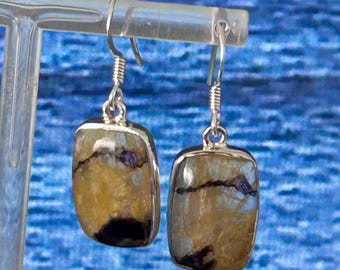Blue John Sterling Silver Earrings mined in Derbyshire England Handmade