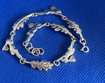 Hares and Oak leaves Bracelet sterling silver .925