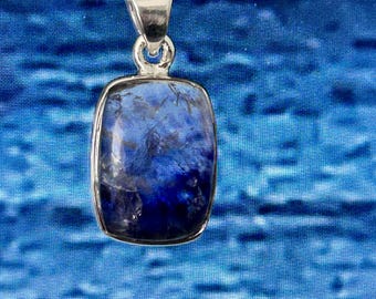 Blue John Sterling Silver Pendant, Derbyshire Gemstone, Oblong (1.5x1.2cm)*13