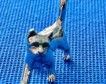 Cat Sterling silver Miniature Figure Faux gem eyes