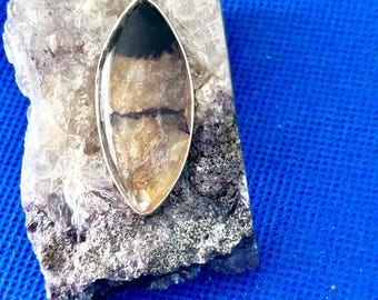 Blue John large  Drop Pendant, Sterling Silver, Derbyshire Mined Gemstone, Snake Chain