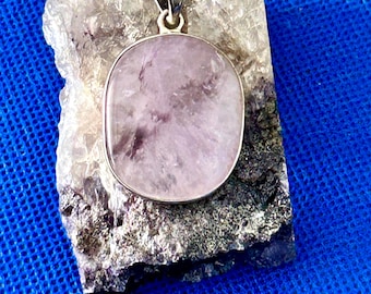 Blue John large oval Drop Pendant, Sterling Silver, Derbyshire Mined Gemstone, Snake Chain  *5