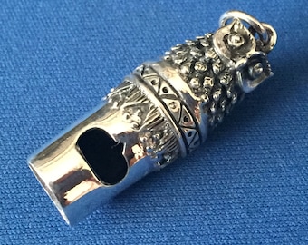 Owl Head Sterling silver Whistle Victorian in Style