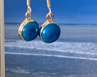 Peruvian opal drop Earrings Natural stones set in sterling silver.