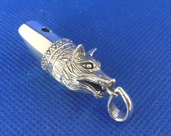 Wolf Sterling silver dog  Whistle Victorian in Style