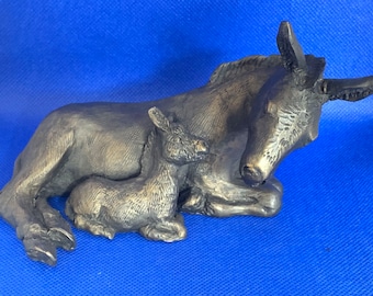 Donkey Baby and his Mum Cold Cast Bronze figurine