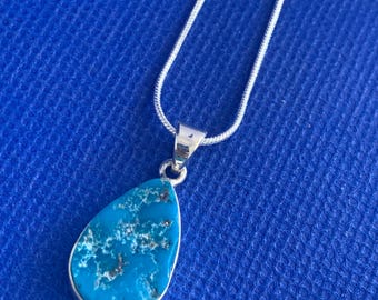 Turquoise Pendant Natural stones set in sterling silver. Sleeping beauty mine.