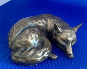 Fox snoozing Figurine Cold Cast Bronze fine quality made in the U.K.