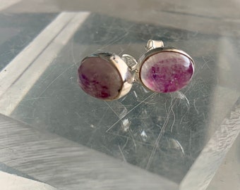 Moonstone red/pink polished stones set in sterling silver.