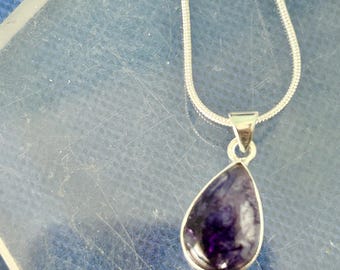 Blue John Sterling Silver Pendant, Derbyshire Gemstone, tear drop (1.5x1.cm)*12