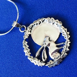 Hare and the Moon with Oak Leaves Sterling Silver .925 Pendant and Snake Chain