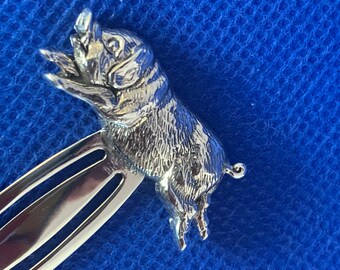 Piggy fat, flying, running sterling silver Bookmark page mark victorian in style