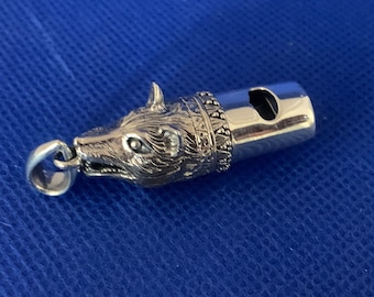 Wolf Sterling silver dog  Whistle Victorian in Style