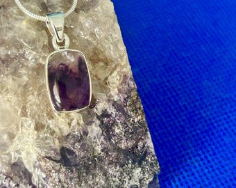 Blue John Sterling Silver Pendant, Derbyshire Gemstone, Oblong (1.5x1.2cm)*20