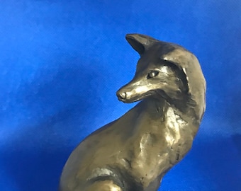 Fox looking back Figurine Cold Cast Bronze fine quality made in the U.K.