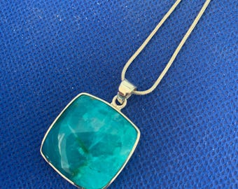 Opal Peruvian Pendant Natural stones set in sterling silver. snake chain 46cms