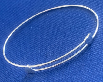 Heart Bracelet/ Bangle sterling silver .925 Spring sizer slide on.