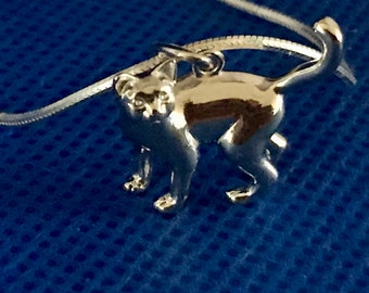 Cat pendant and Snake Chain  sterling silver.925
