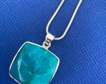 Opal Peruvian Pendant Natural stones set in sterling silver. snake chain 46cms