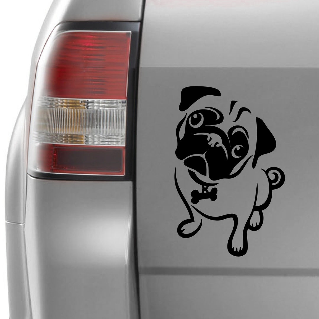 Pug Car Sticker Vinyl Decal Dog Decal Laptop Decal Animal Sticker - Etsy
