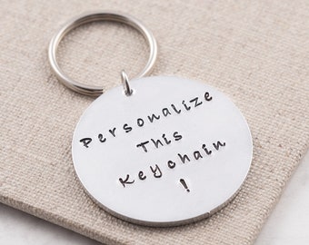 Personalized keychain, personalized keyring, custom keychain, personalized gift, quote keychain, round keychain, gift for him, gift for her