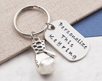 Boxing keychain, boxing keyring, boxing fan gift, personalized gift, custom keychain, boxing glove, personalized keyring, boxer gift, sports