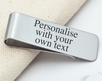 Personalized engraved money clip, stainless steel, groomsman gift, gift for boyfriend, for husband, for dad, note holder, cash money holder