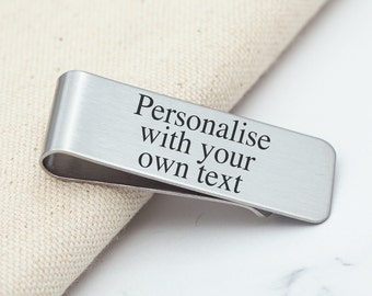 Personalized engraved money clip, stainless steel, groomsman gift, gift for boyfriend, for husband, for dad, note holder, cash money holder