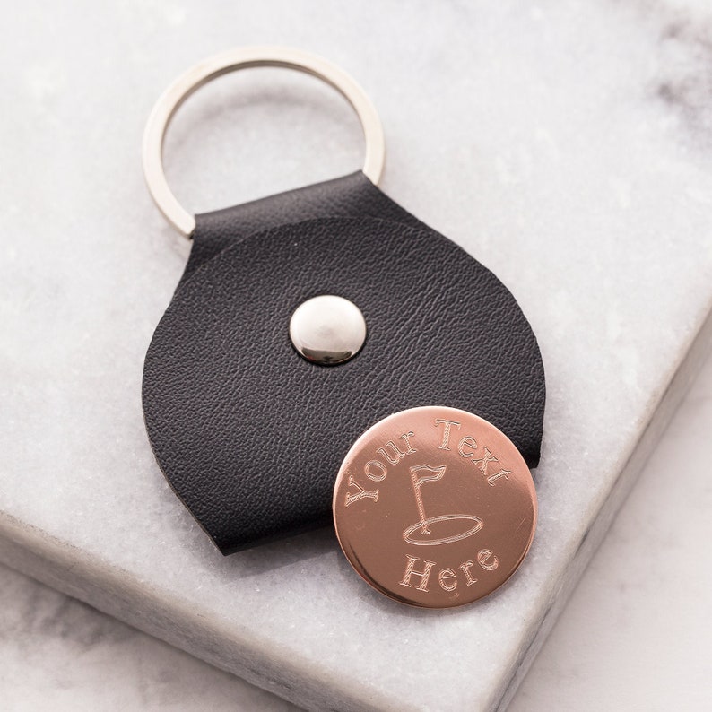 Personalized copper golf ball marker black leather case gift Etsy
