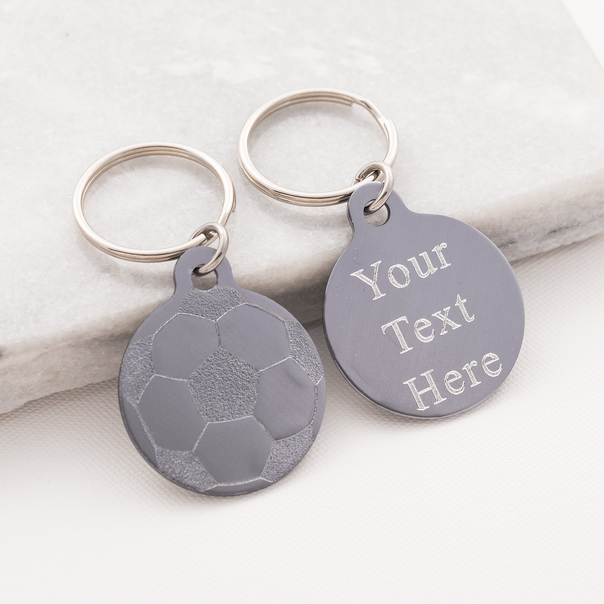 Personalized grey football keychain soccer keyring engraved Etsy