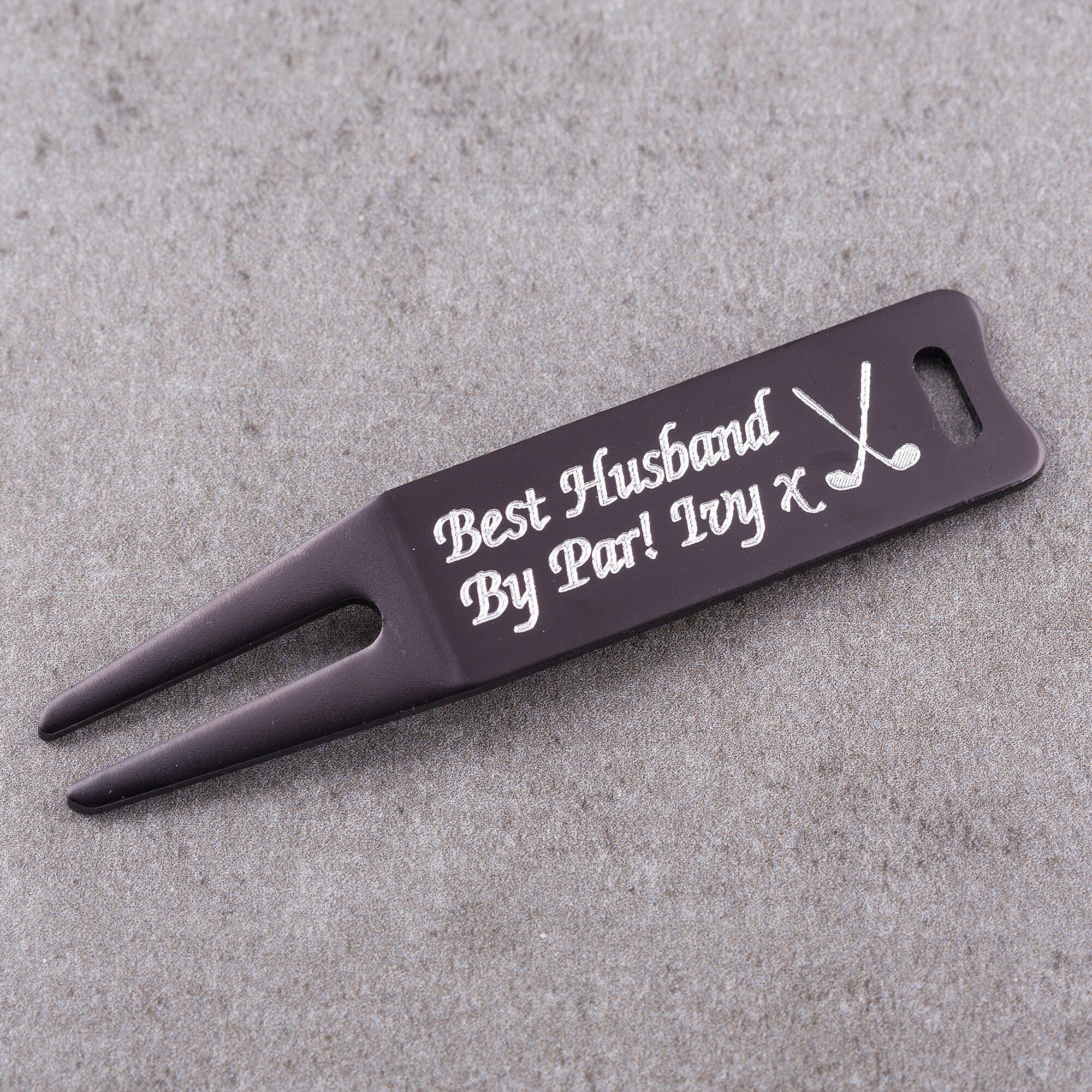 Personalized golf pitch mark repair tool black aluminium Etsy
