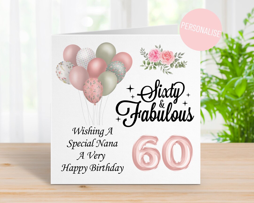Personalised 60 and Fabulous 60th Birthday Card for Her, Ladies Women ...