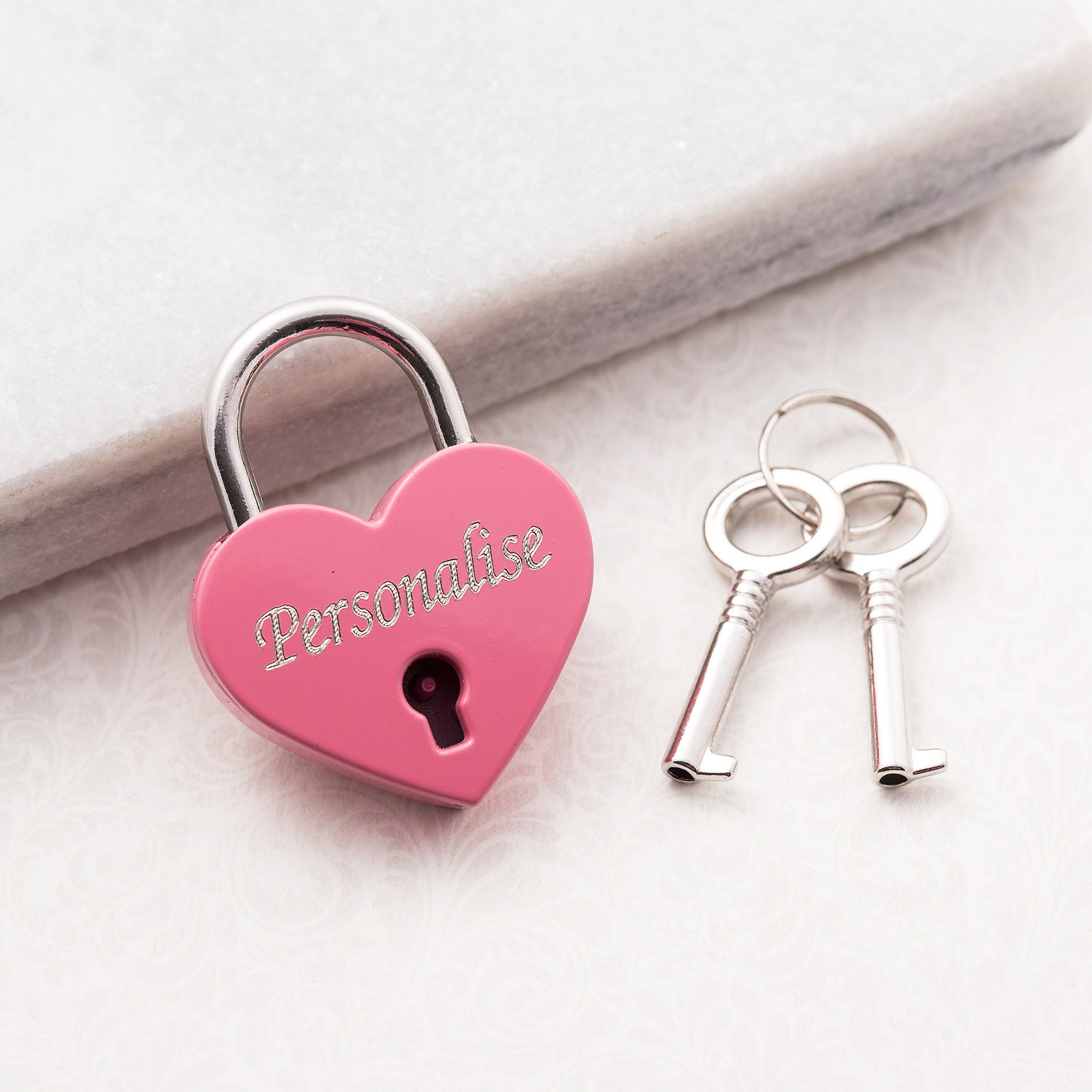 Personalized heart lock pink heart padlock and key | Etsy